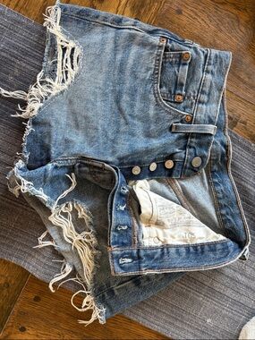 Levi's Distressed Blue Denim Jean Shorts